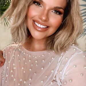 Pearl Embellished Sheer Top